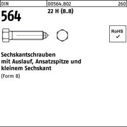 Sechskantschraube DIN 564 m.Ansatzspitze/Auslauf BM 8x 20 22 H (8.8) 100 Stück