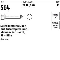 Sechskantschraube DIN 564 Ansatzspitze AM 8x 20 22 H (8.8) 100 Stück