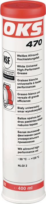 Weißes Allround-Hochleistungsfett OKS 470 weiß NSF H2 400ml Kartusche OKS