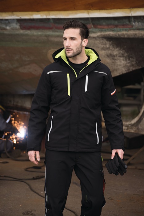 Softshell-Berufsparka Terrax Workwear Gr.XL schwarz/limette TERRAX