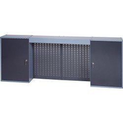 Werkzeugschrank H600xB1600xT200mm silber anth.4 Lochrückwände,2 Türen