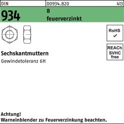 Sechskantmutter DIN 934 M36 8 feuerverz. 10 Stück