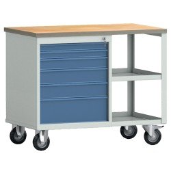 Werkbank PW700 B1000xT620xH805mm Buche Multiplex lichtgrau/brillantblau 6Schubl.
