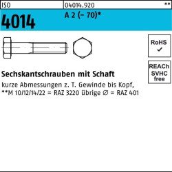 Sechskantschraube ISO 4014 Schaft M16x 75 A 2 (- 70) 25 Stück
