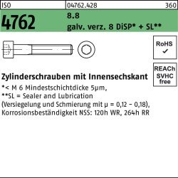 Zylinderschraube ISO 4762 Innen-6kt M6x35 8.8 galv.verz. 8 DiSP+SL 200St.
