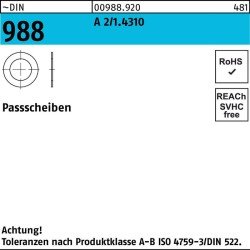 Paßscheibe DIN 988 12x 18x 0,25 A 2/1.4310 1000 Stück