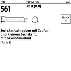 Sechskantschraube DIN 561 Zapfen BM 8x 20 22 H (8.8) 100 Stück