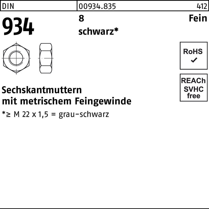 Sechskantmutter DIN 934 M36x 1,5 8 sw 1 Stück