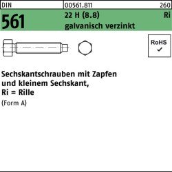 Sechskantschraube DIN 561 Zapfen AM 8x20 22 H (8.8) galv.verz. 100St.