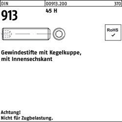 Gewindestift DIN 913 Kegelkuppe/Innen-6kt M16x 90 45 H 25 Stück