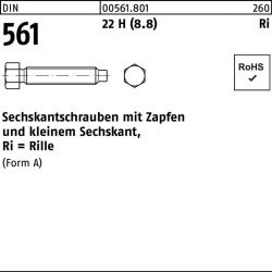 Sechskantschraube DIN 561 Zapfen AM 8x 20 22 H (8.8) 100 Stück