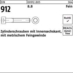 Zylinderschraube DIN 912 Innen-6kt M12x1,5x 25 8.8 100 Stück