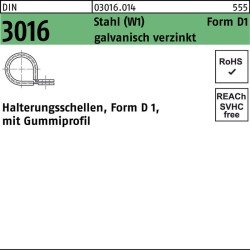 Schelle DIN 3016 Gummiprofil 36x 20 - W1 Stahl galv.verz. 50 Stück