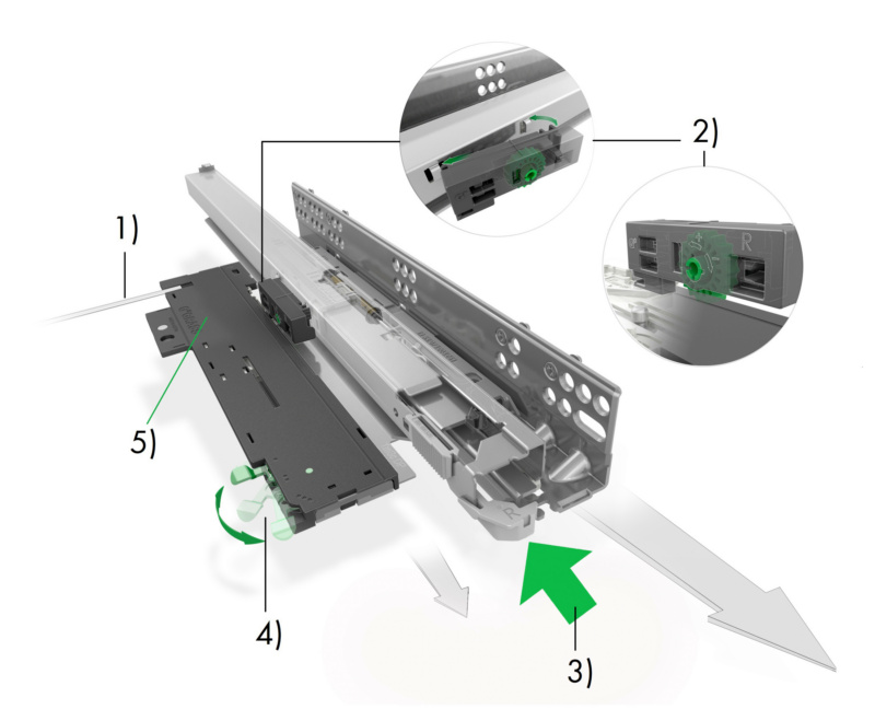 Tipmatic-Einheit für Dynapro Soft-close Vollauszug