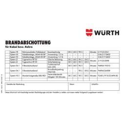 Kennzeichnungsschild Brandabschottung für Kabel, Rohre und elektrische Leitungen