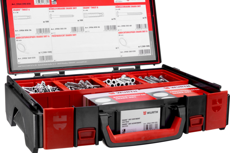 SHARK DRY abdichtendes Dübel-Set 352-teilig im Systemkoffer 4.4.1