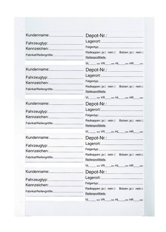 Ersatzetikett für Rad-/Reifenanhänger Ventil