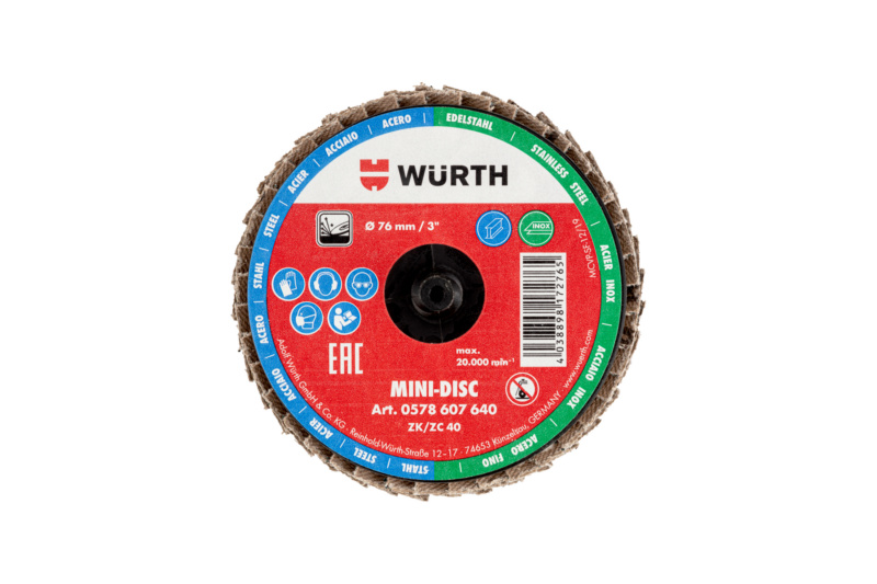 Lamellenfächerscheibe Mini-Disc Zirkonkorund Ø 76 mm