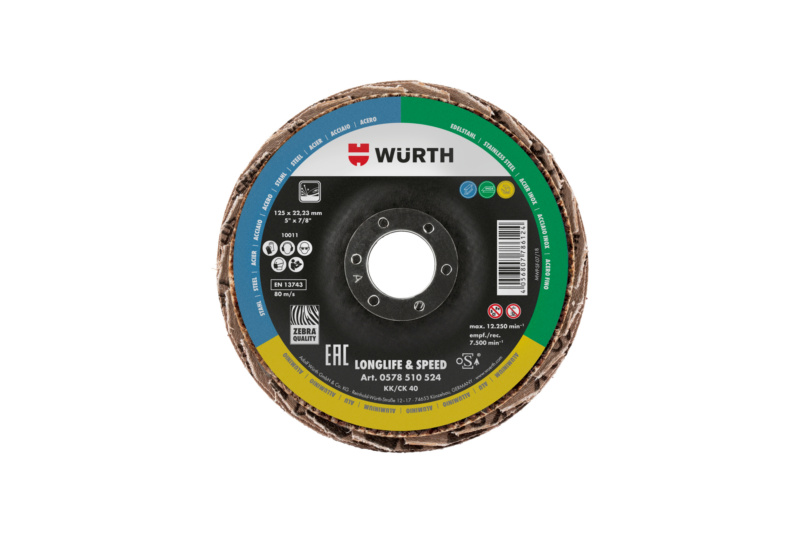 Lamellenfächerschleifscheibe CERALINE LFSHLFSHB-LS-ST/A2/AL-KK-GWB-GD-K60-D125