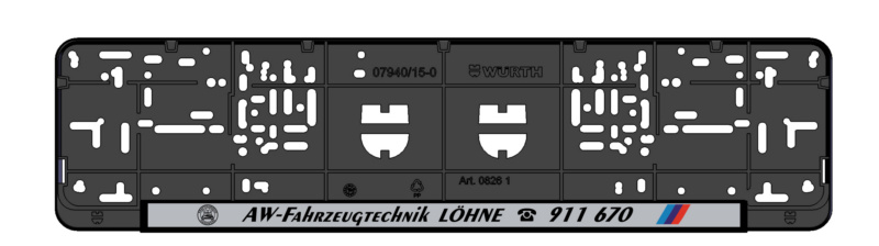 Kennzeichenbefestigung Classic komplett bedruckt 520 mm