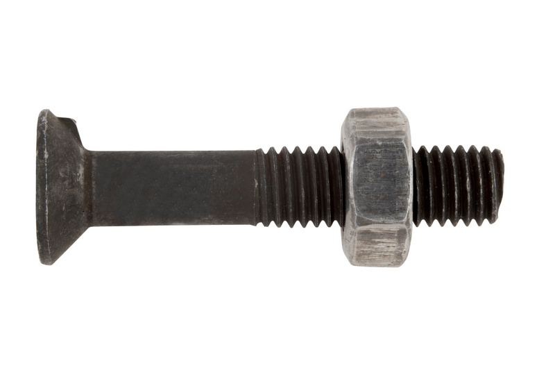 Senkschraube mit Nase und Mutter DIN 604, Stahl 4.6, blank