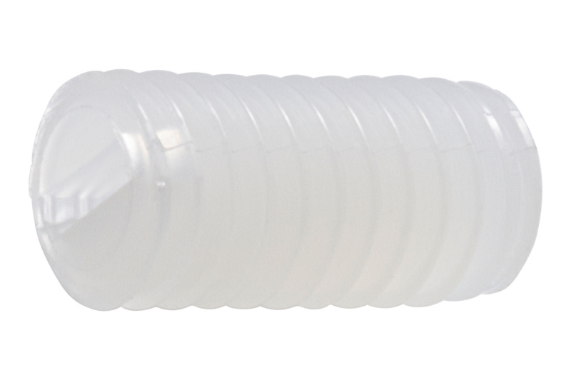 Gewindestift mit Schlitz und Kegelstumpf M6 x 8 ISO 4766, Polyamid 6.6, natur