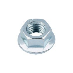 Sechskantmutter mit Flansch M6 EN 1661, Stahl 8, verzinkt blau passiviert (A2K)