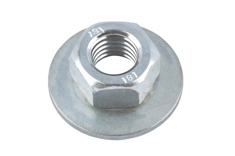 Mutter mit Wellscheibe M 5 W 0379, Stahl, verzinkt blau passiviert (A4B)