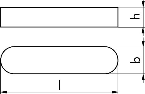 Passfeder niedrige Form 12x6x36 DIN 6885 Form B Stahl C45K blank