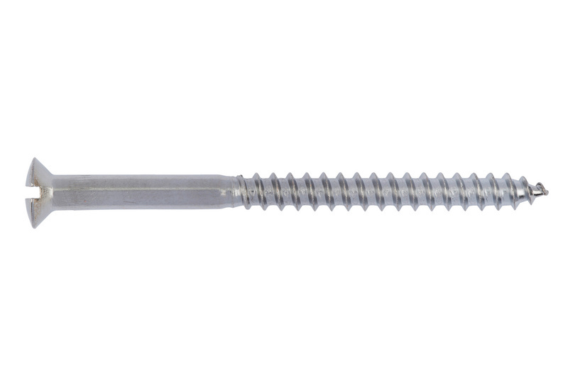 Holzschraube DIN 95 Messing vernickelt Linsensenkkopf mit Schlitz