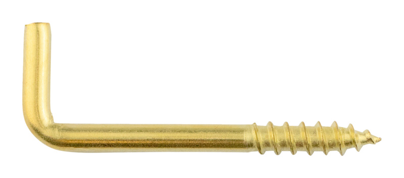 Schraubhaken gerade 4,8x50 mit Holzschraubengewinde, Stahl vermessingt (D1J)