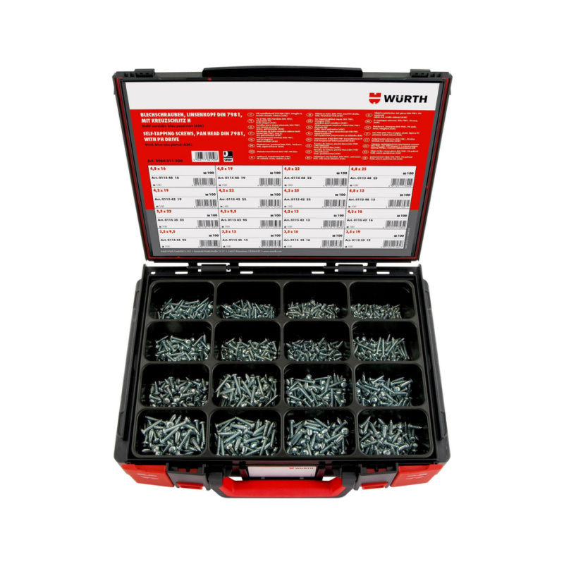 Blechschraube Flachkopf Sortiment 1875-teilig im Systemkoffer 4.4.1