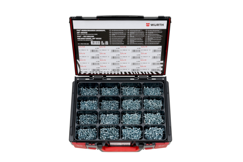 Bohrschrauben pias®   Linsenkopf Sortiment 1.603-teilig im System-Koffer 4.4.1.