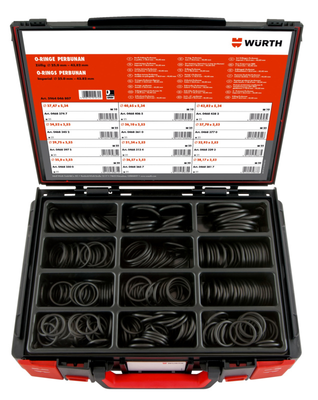 O-Ring Zoll Sortiment 24-43,82 mm 330-teilig im System-Koffer 4.4.1.