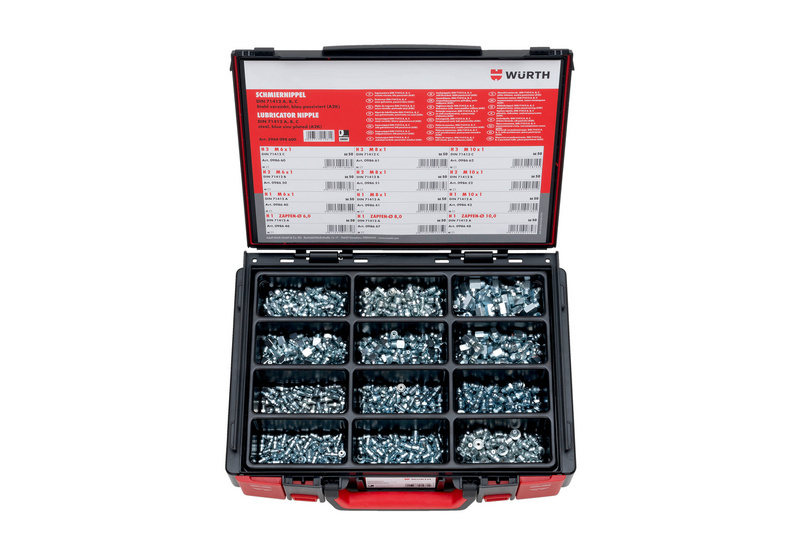 Schmiernippel Sortiment DIN 71412 A, B, C 600-teilig im System-Koffer 4.4.1.