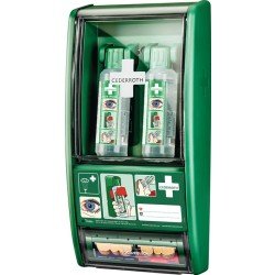 Augenspülstation H560xB290xT120ca.mm 2x0,5 l,1xPflasterspender CEDERROTH
