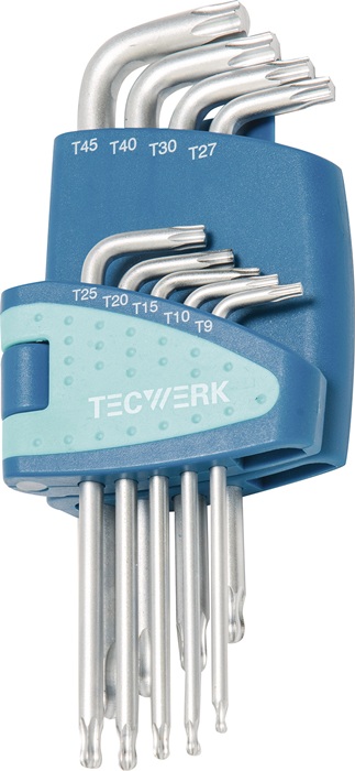 Winkelschraubendrehersatz 9-tlg.T9-T45 m.Kugelk.Ku.-Halter TECWERK