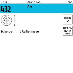 Scheibe DIN 432m.Außennase 4,3 A 4 25 Stück