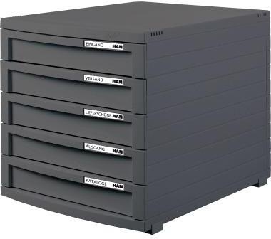 HAN Schubladenbox CONTUR 1505-191 DIN A4/B4/C4 5Schübe geschl dgr/dgr