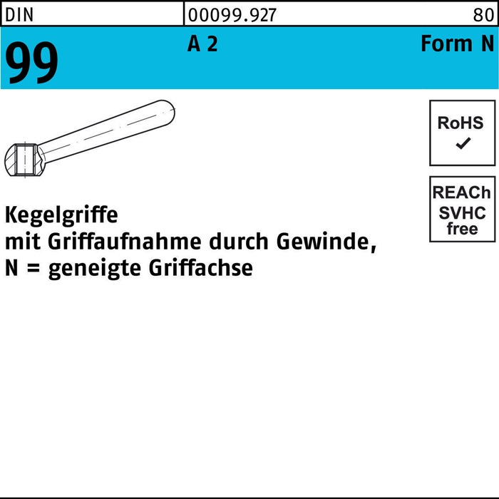 Kegelgriff DIN 99 N 100 M 12 A 2 geneigte Griffachse 10 Stück