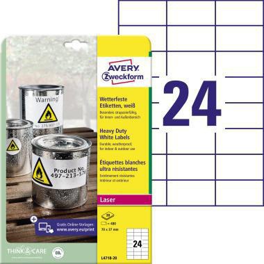 Avery Zweckform Etikett L4718-20 70x37mm ws 480 St./Pack.