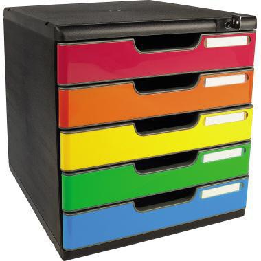 Exacompta Schubladenbox MODULO 331798D A4 5 Schübe farbig +Schloss
