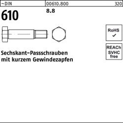 Sechskantpassschraube DIN 610 m.kurzem Gewindezapfen M 24 x 75 8.8 5 Stück