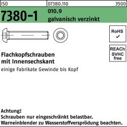 Flachkopfschraube ISO 7380-1 Innen-6kt M8x12 010.9 galv.verz. 200St.