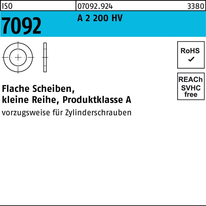 Unterlegscheibe ISO 7092 12 A 2 200 HV 100 Stück