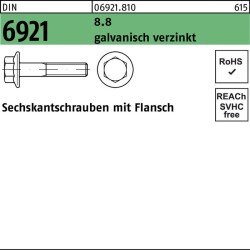 Sechskantschraube DIN 6921 Flansch M6x 16 8.8 galv.verz. 500 Stück