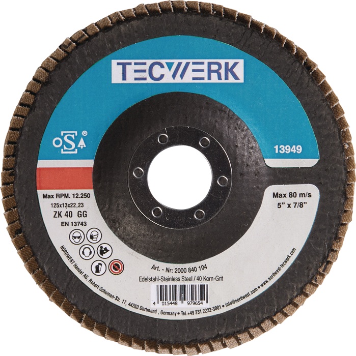 Fächerscheibe Kehlnaht D.125mm K.60 kon.INOX ZK TECWERK