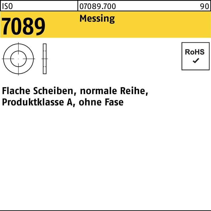 Unterlegscheibe ISO 7089 o.Fase 2,3 Messing 1000 Stück