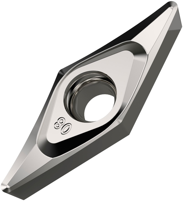 Drehwendeschneidplatte ISO VCGT 160404E-SF3:H07 Bohrungs-D. 4,4mm Farbe Silber