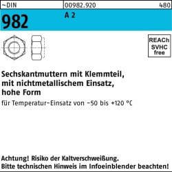Sechskantmutter DIN 982 Klemmteil M4 A 2 1000 Stück